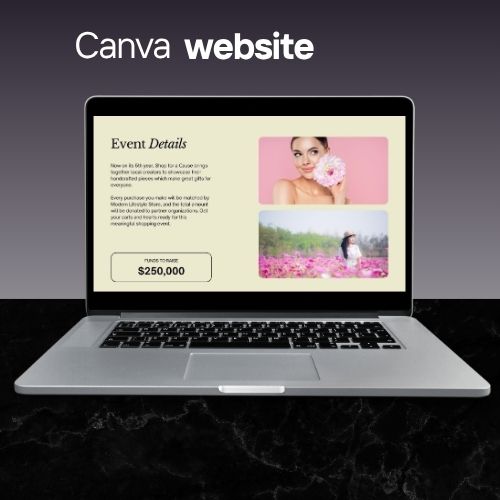 Charity Gala Event Website Sjabloon | Bewerkbare Canva Website voor Fundraisers, Non-profits & Black-Tie Events