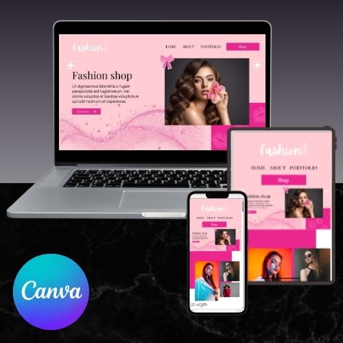 Pink Fashion Website Sjabloon | Bewerkbare Canva Website voor Modemerken, Boutiques & Stylisten | Chic & Mobielvriendelijk Ontwerp