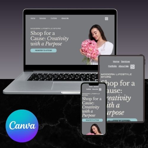 Charity Gala Event Website Sjabloon | Bewerkbare Canva Website voor Fundraisers, Non-profits & Black-Tie Events