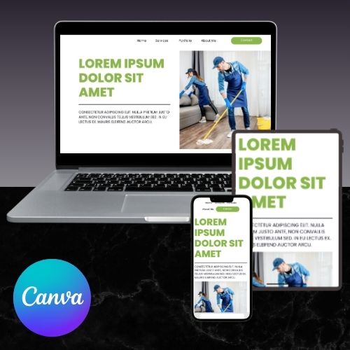 Huis & Schoonmaak Website Sjabloon | Bewerkbare Canva Website voor Schoonmaakbedrijf & Huisdiensten