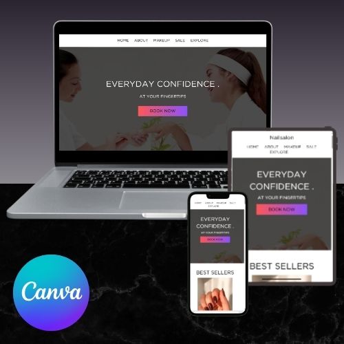 Nagelsalon Website Sjabloon | Bewerkbare Canva Website voor Nail Technicians & Beauty Salons | Glam & Mobielvriendelijk