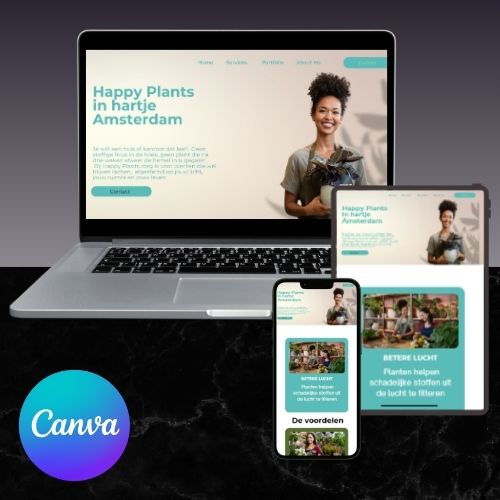 Happy Plants Website Sjabloon | Canva Website voor Plantenshops, Tuinmerken & Indoor Groene Zaken