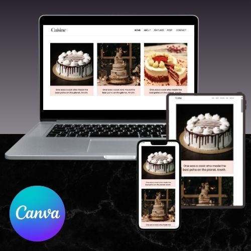 Food Blog Website Sjabloon | Canva Website voor Food Bloggers & Receptmakers | Stijlvol & Mobielvriendelijk