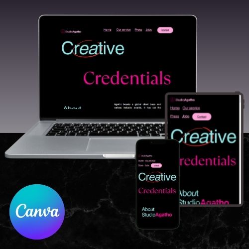 Agency Website Sjabloon | Bewerkbare Canva Website voor Creatieve Agencies & Startups | Gedurfd Modern Ontwerp