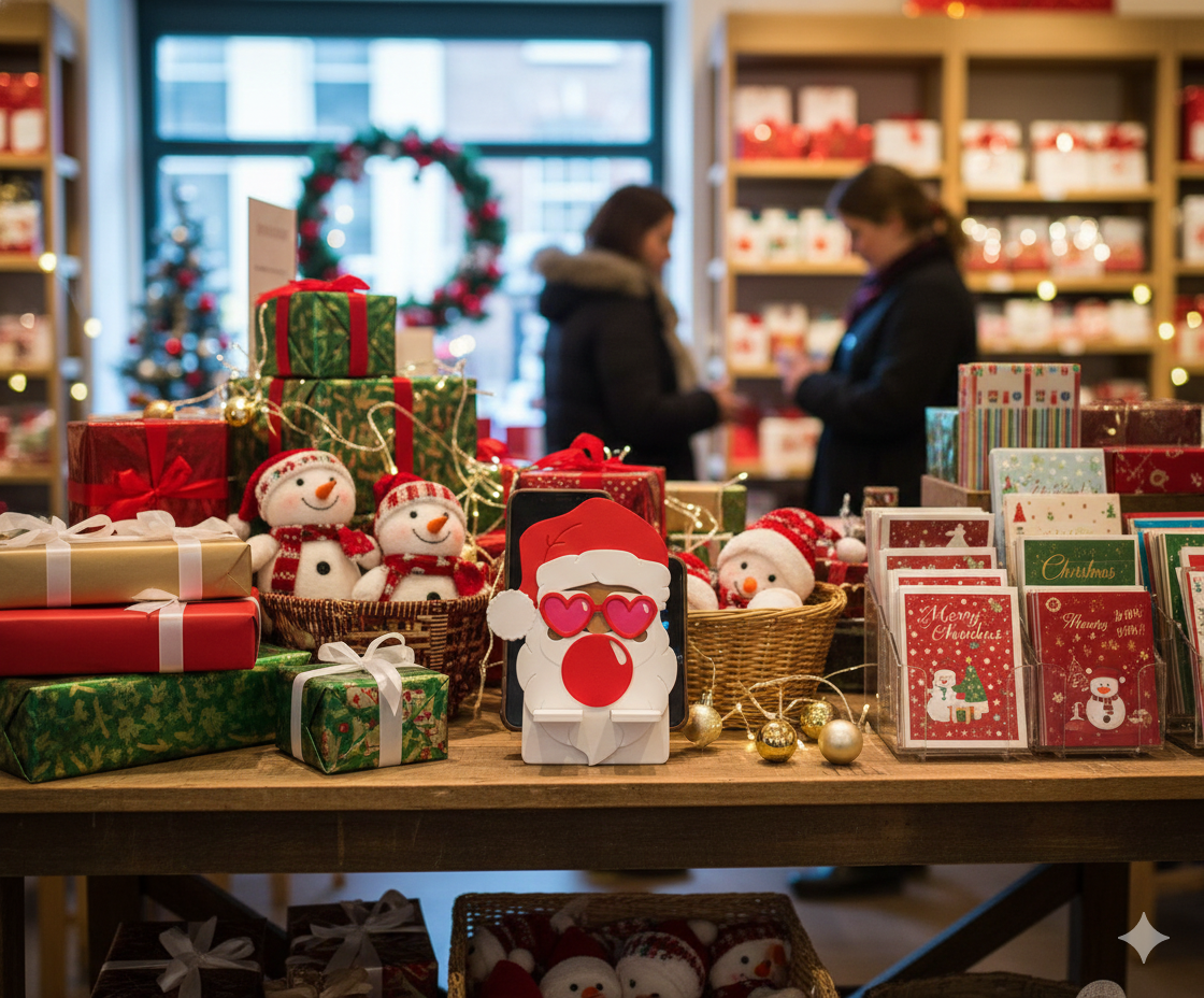 Santa in Love” 3D‑Geprinte Kerstman Telefoonstandaard