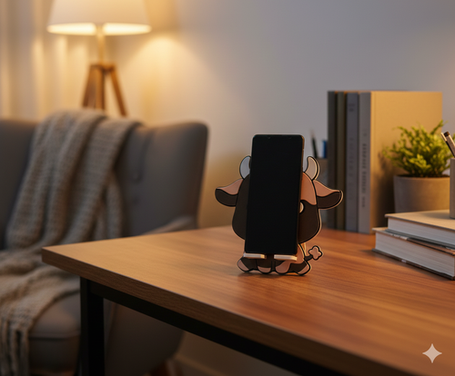 3D-Geprinte Koe Telefoonhouder – Origineel, Stevig & Eenvoudig in Gebruik