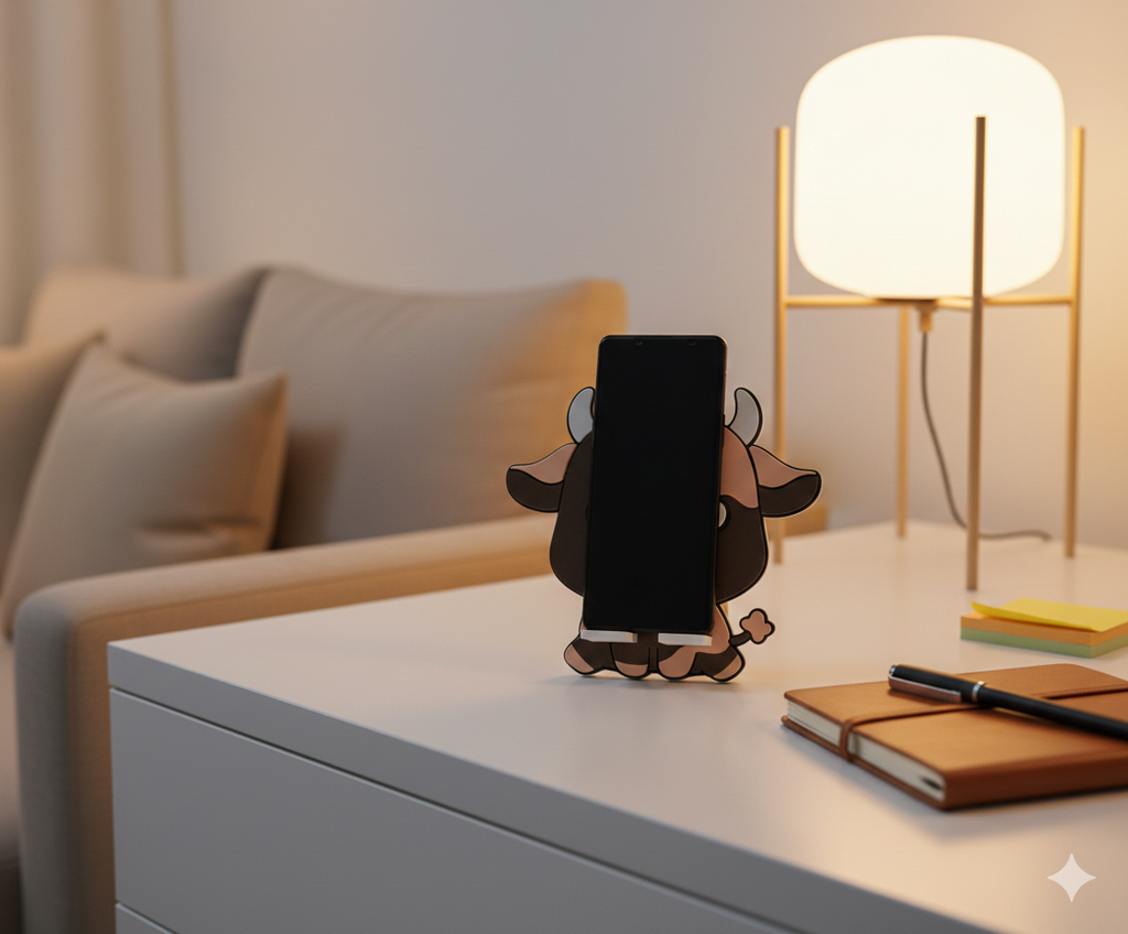 3D-Geprinte Koe Telefoonhouder – Origineel, Stevig & Eenvoudig in Gebruik