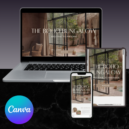 Boho Website Template voor Airbnb & Vakantiehuis – Canva Minisite voor Directe Boeking