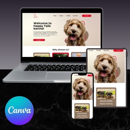Canva Website Template voor Hondentrainers, Trimsalons & Fokkers – Opvallend en Mobielvriendelijk
