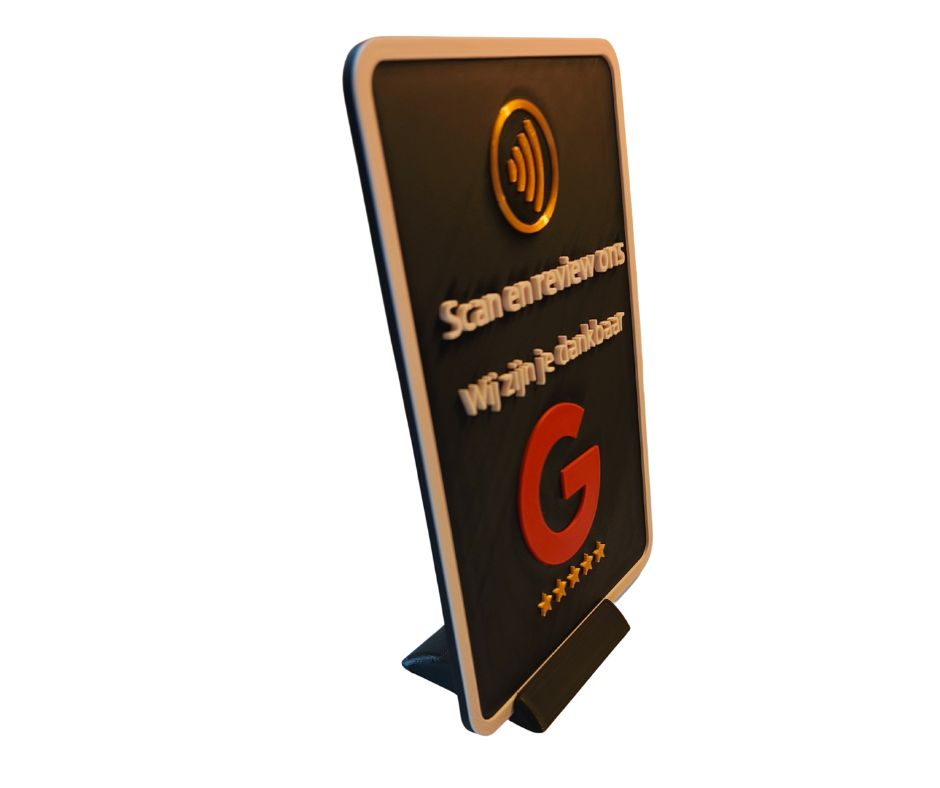 google review bord met nfc pas
