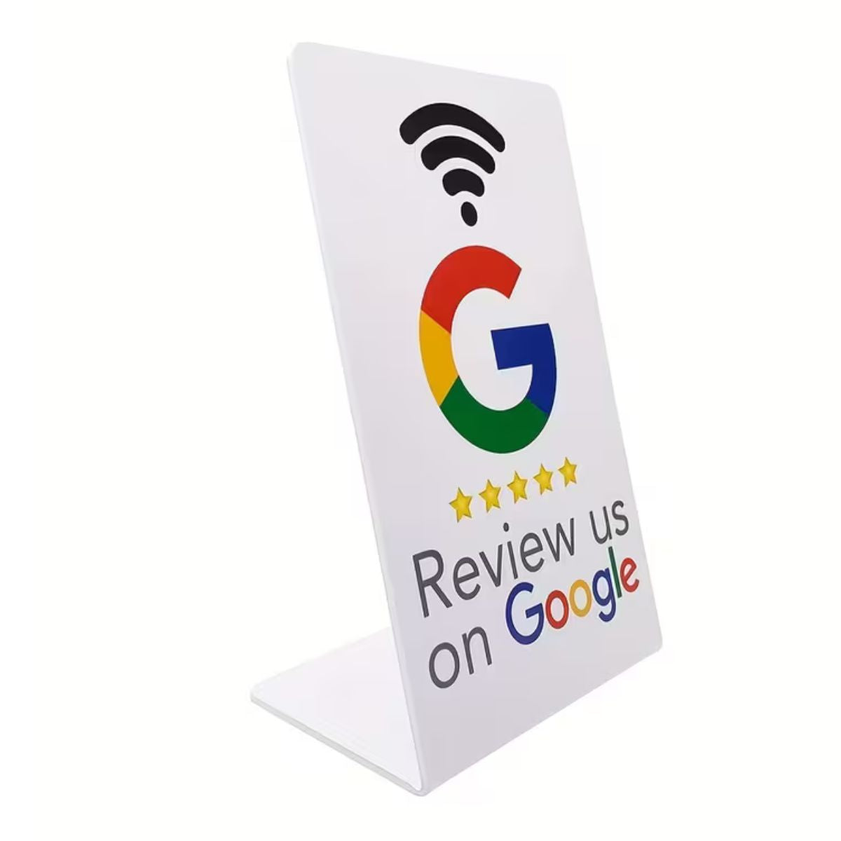 Witte Google Review Display – NFC | Tap-to-Review Bordje voor Balie of Toonbank