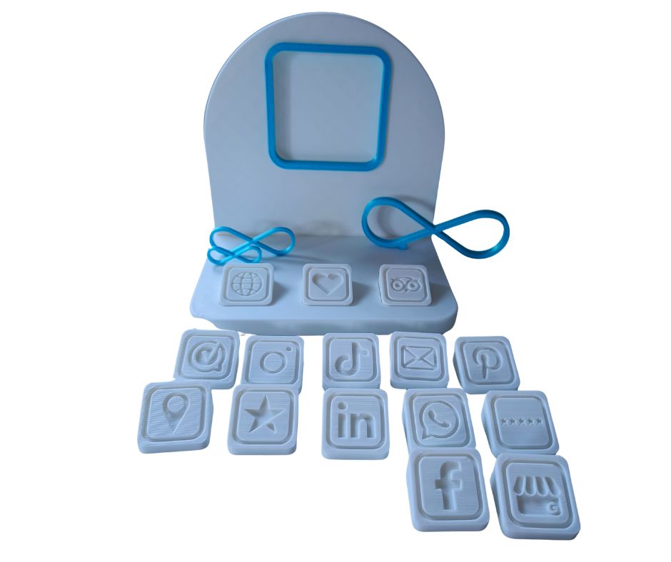 AI-logo NFC Toonbank Standaard – incl. 3 icoontjes (WhatsApp, E-mail & Google Mijn Bedrijf)