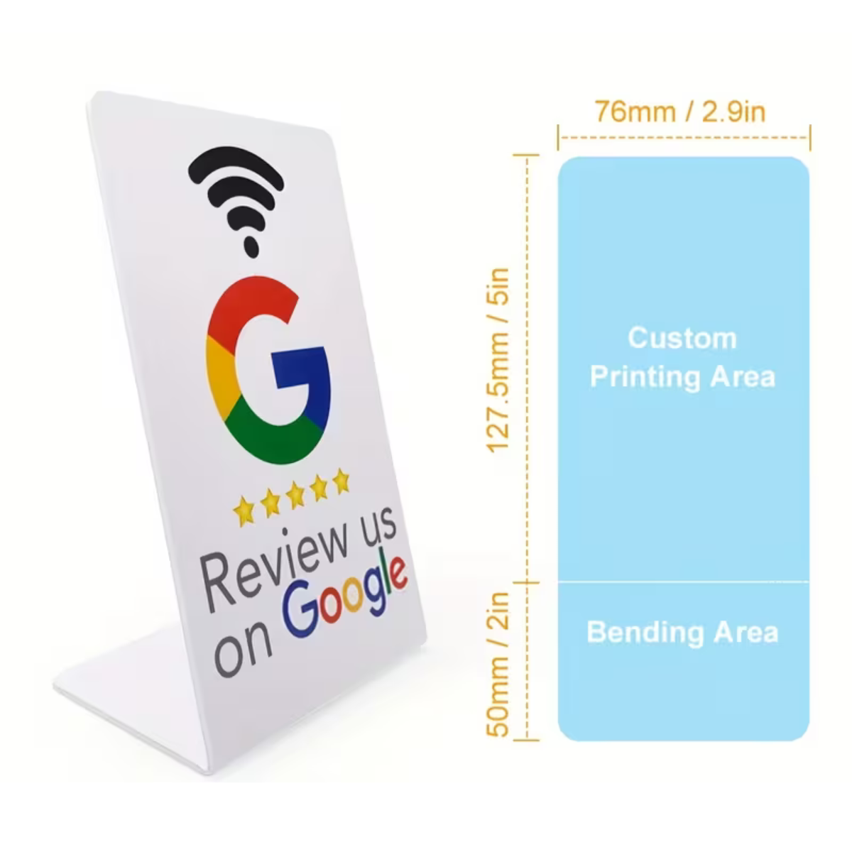 Witte Google Review Display – NFC | Tap-to-Review Bordje voor Balie of Toonbank