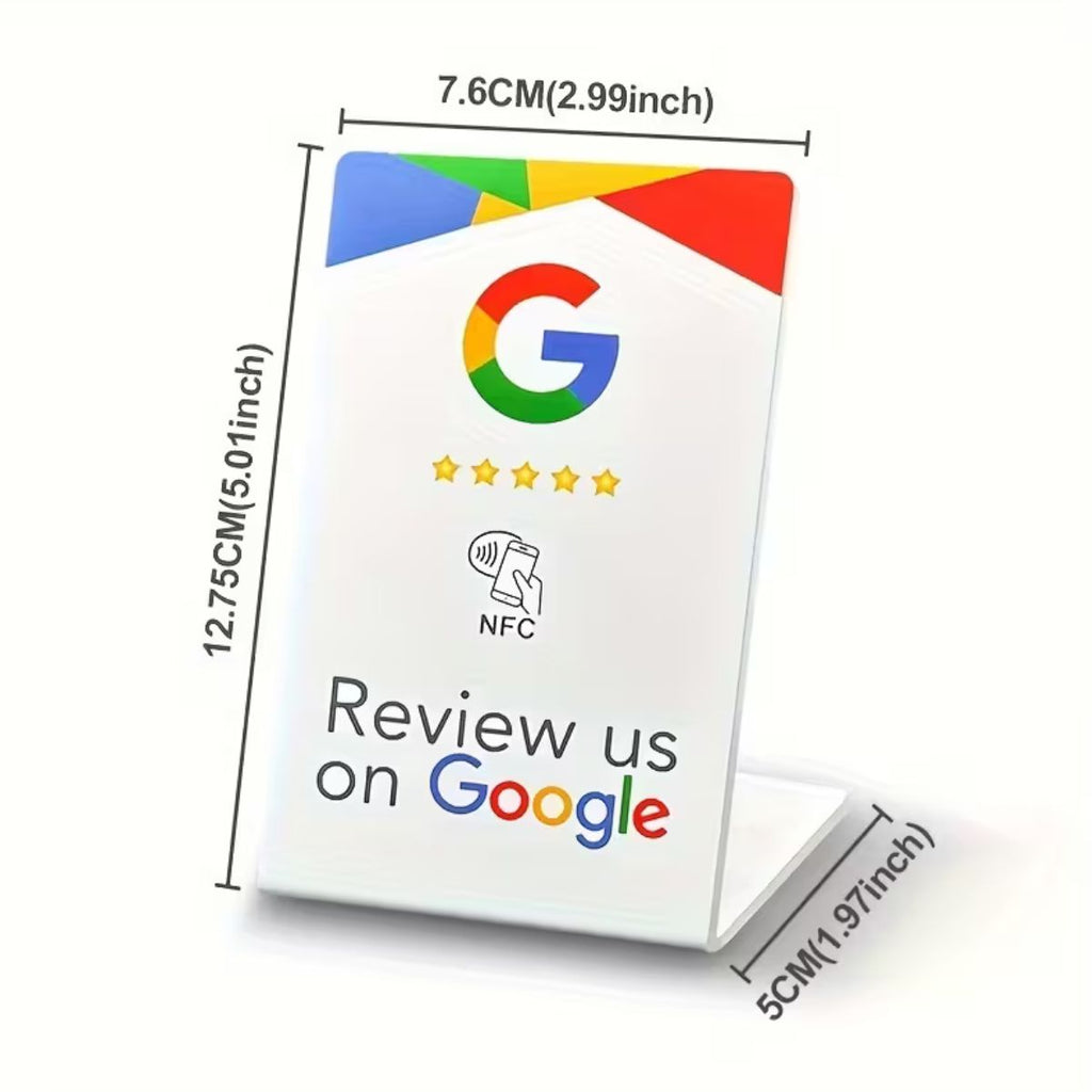 NFC Google Review Display – Blauw | Tap-to-Review Zonder App