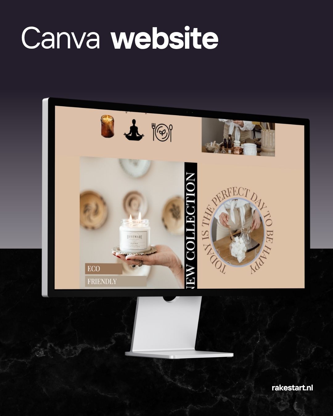 Kaarsen Website Template | Warm Minimalistisch Canva Website | Stijlvol & Mobielvriendelijk