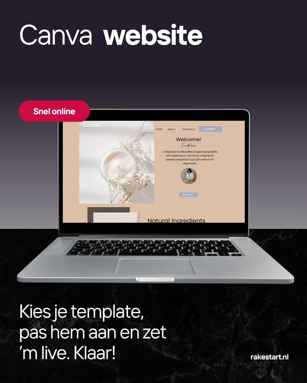 Kaarsen Website Template | Warm Minimalistisch Canva Website | Stijlvol & Mobielvriendelijk