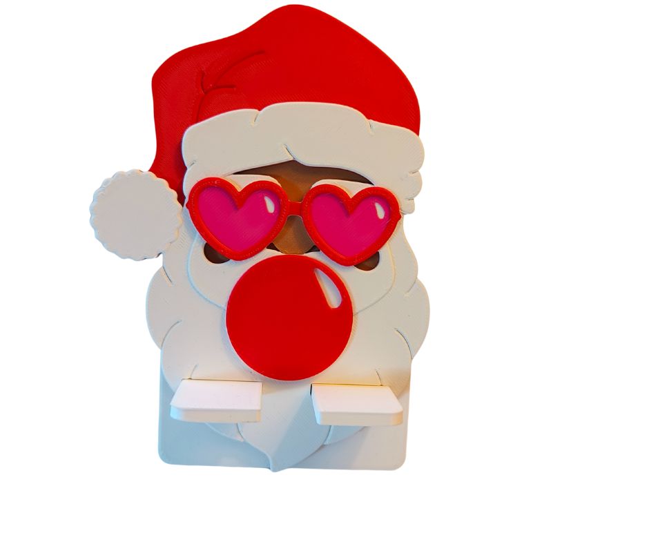 Santa in Love” 3D‑Geprinte Kerstman Telefoonstandaard