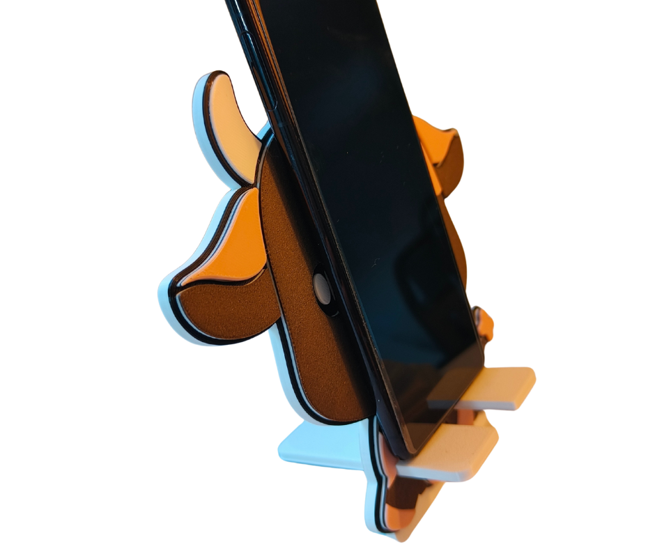 3D-Geprinte Koe Telefoonhouder – Origineel, Stevig & Eenvoudig in Gebruik