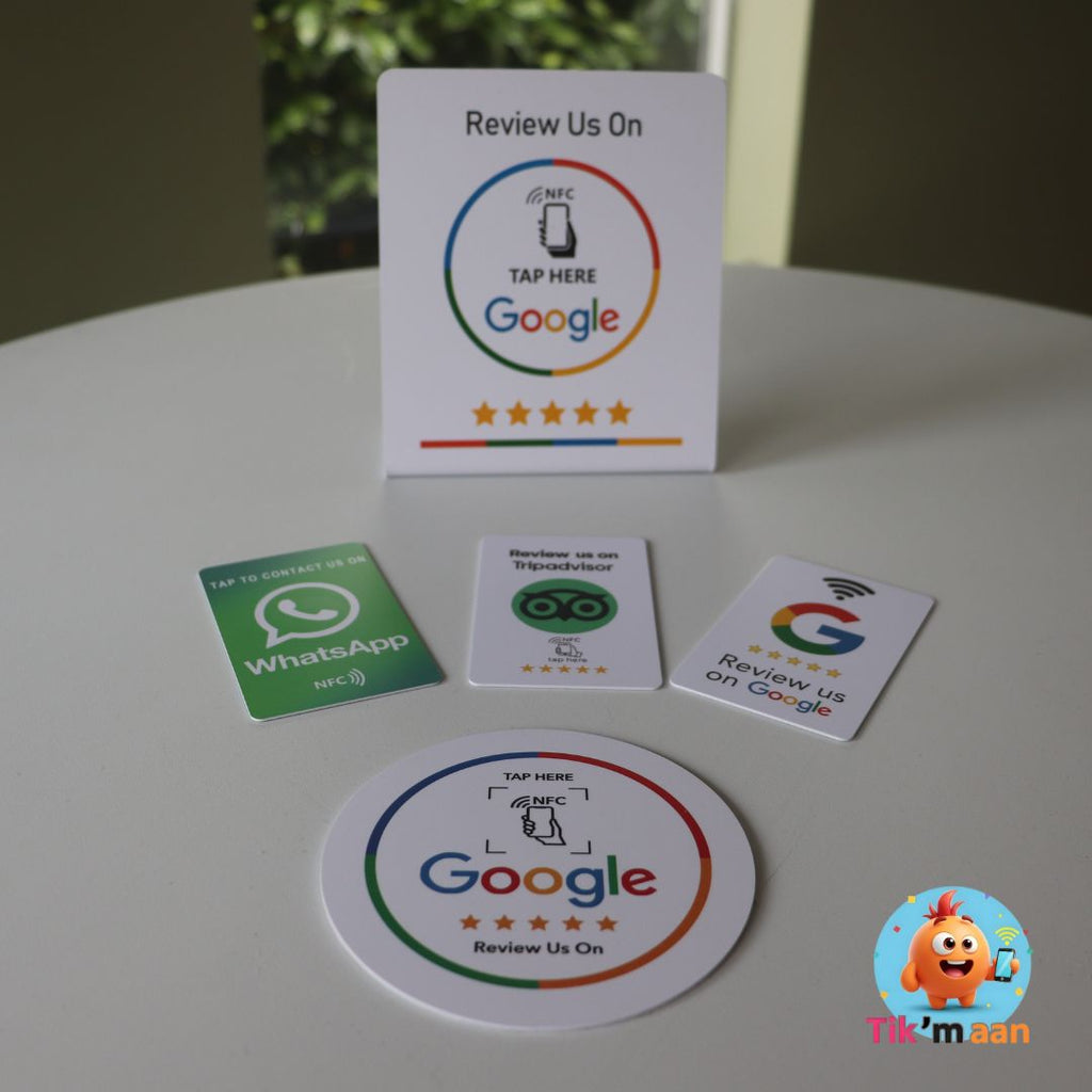 Witte NFC Review & Contact Set – Tap‑to‑Review & Contact (Google, TripAdvisor, WhatsApp)