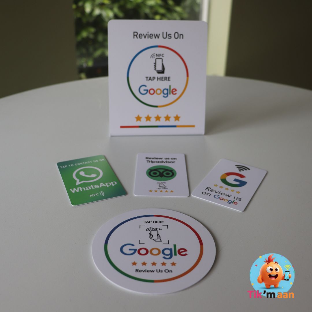 Witte NFC Review & Contact Set – Tap‑to‑Review & Contact (Google, TripAdvisor, WhatsApp)