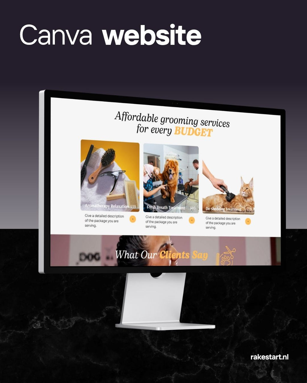 Hondentrimsalon Website Template | Canva Website voor Dierenverzorgers | Professioneel & Mobielvriendelijk