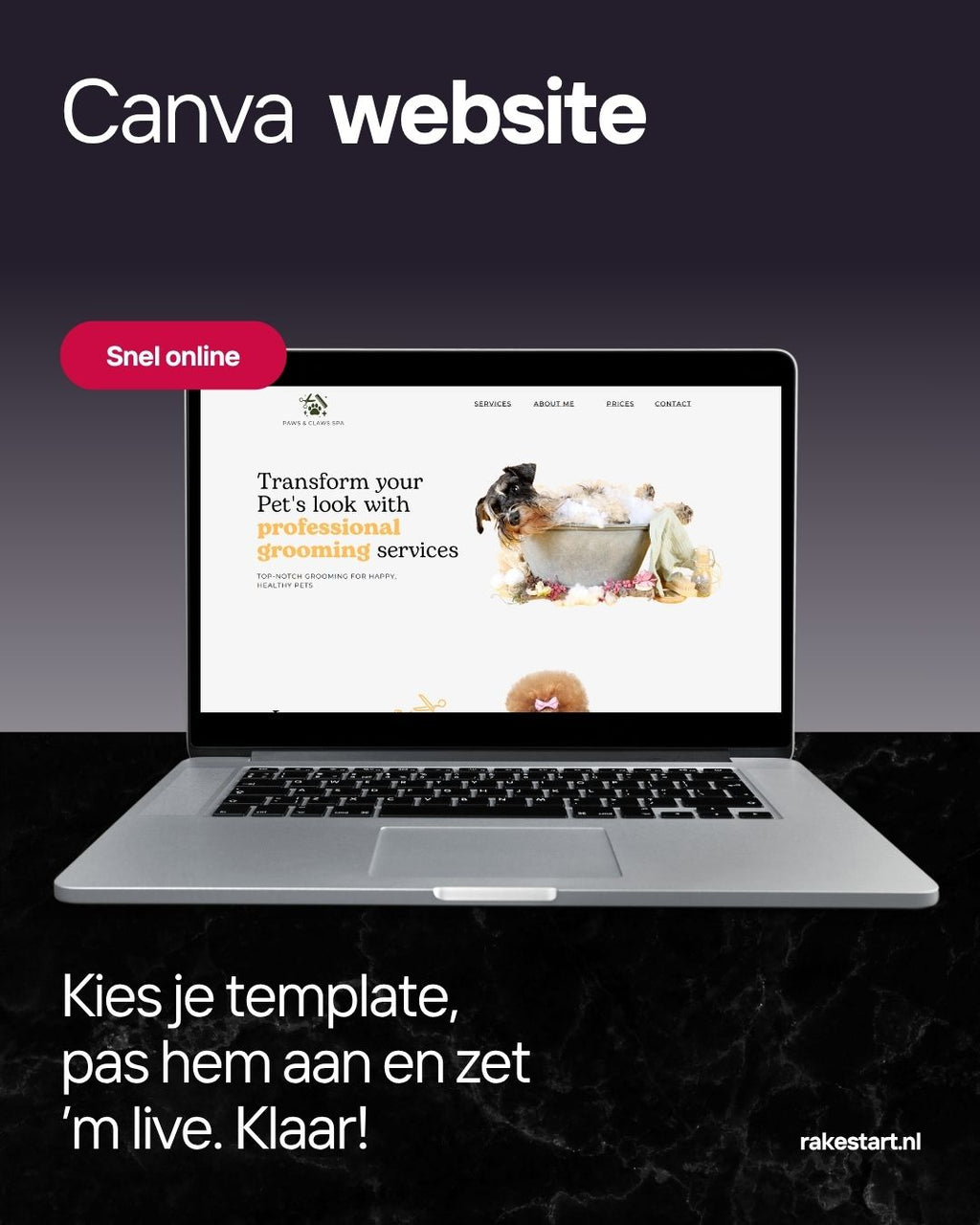 Hondentrimsalon Website Template | Canva Website voor Dierenverzorgers | Professioneel & Mobielvriendelijk