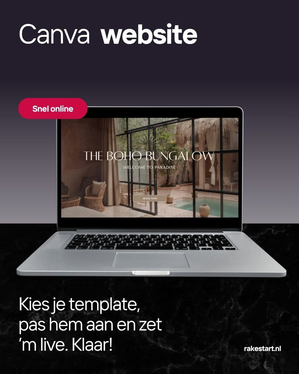 Boho Website Template voor Airbnb & Vakantiehuis – Canva Minisite voor Directe Boeking