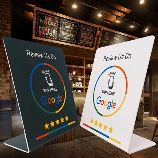 Google Review Pakket – Bordje + Pas + Sticker (NFC)