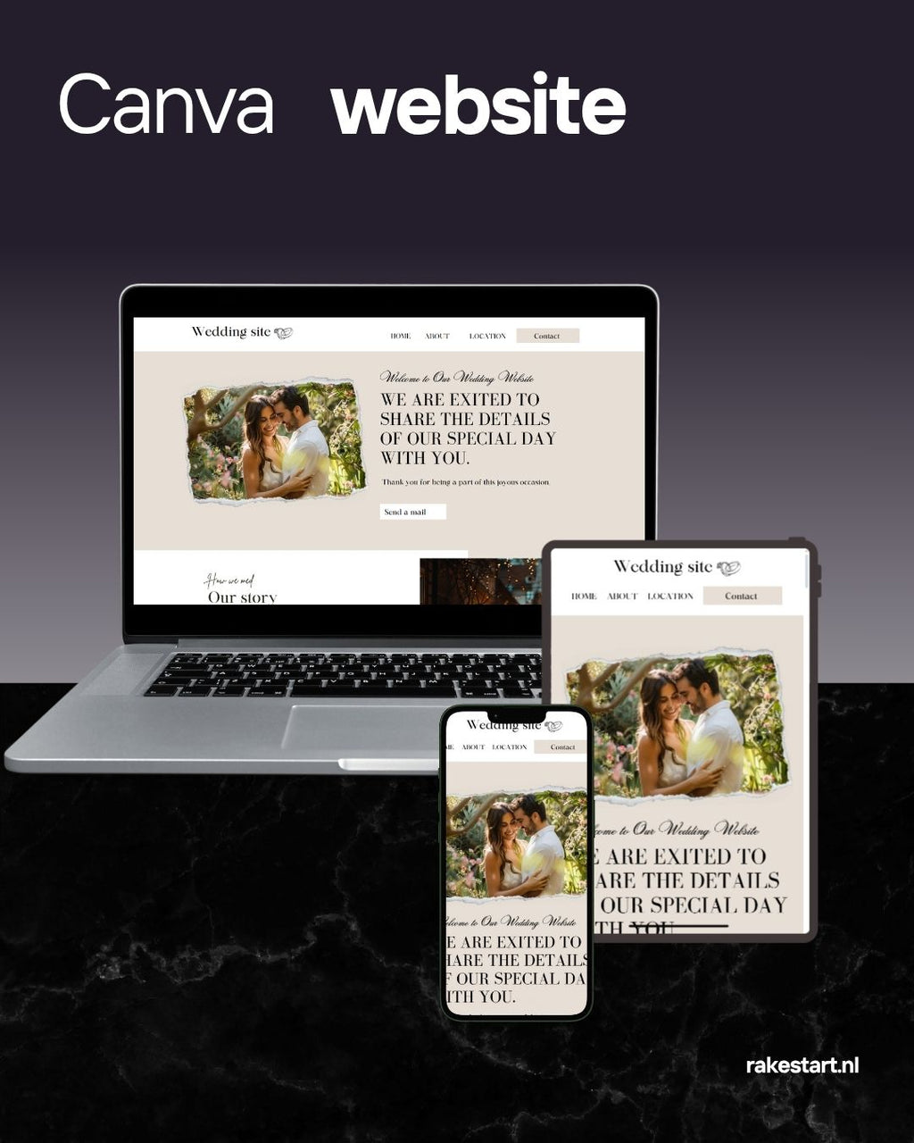 Wedding Website Template | Canva Website voor Bruidsparen & Planners | Elegant & Romantisch