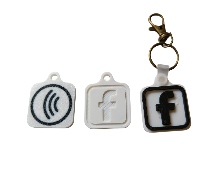 3D NFC-sleutelhanger met Facebook icoon – direct naar jouw pagina of Messenger