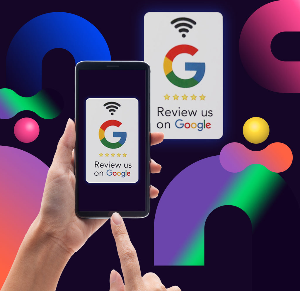 Google Review Pakket – Bordje + Pas + Sticker (NFC)