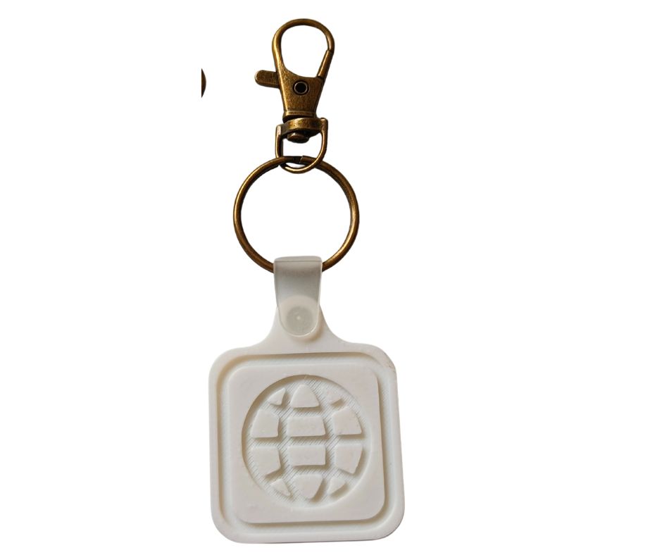 Website NFC-sleutelhanger met wereldbol icoon – 3D sleutelhanger naar jouw website