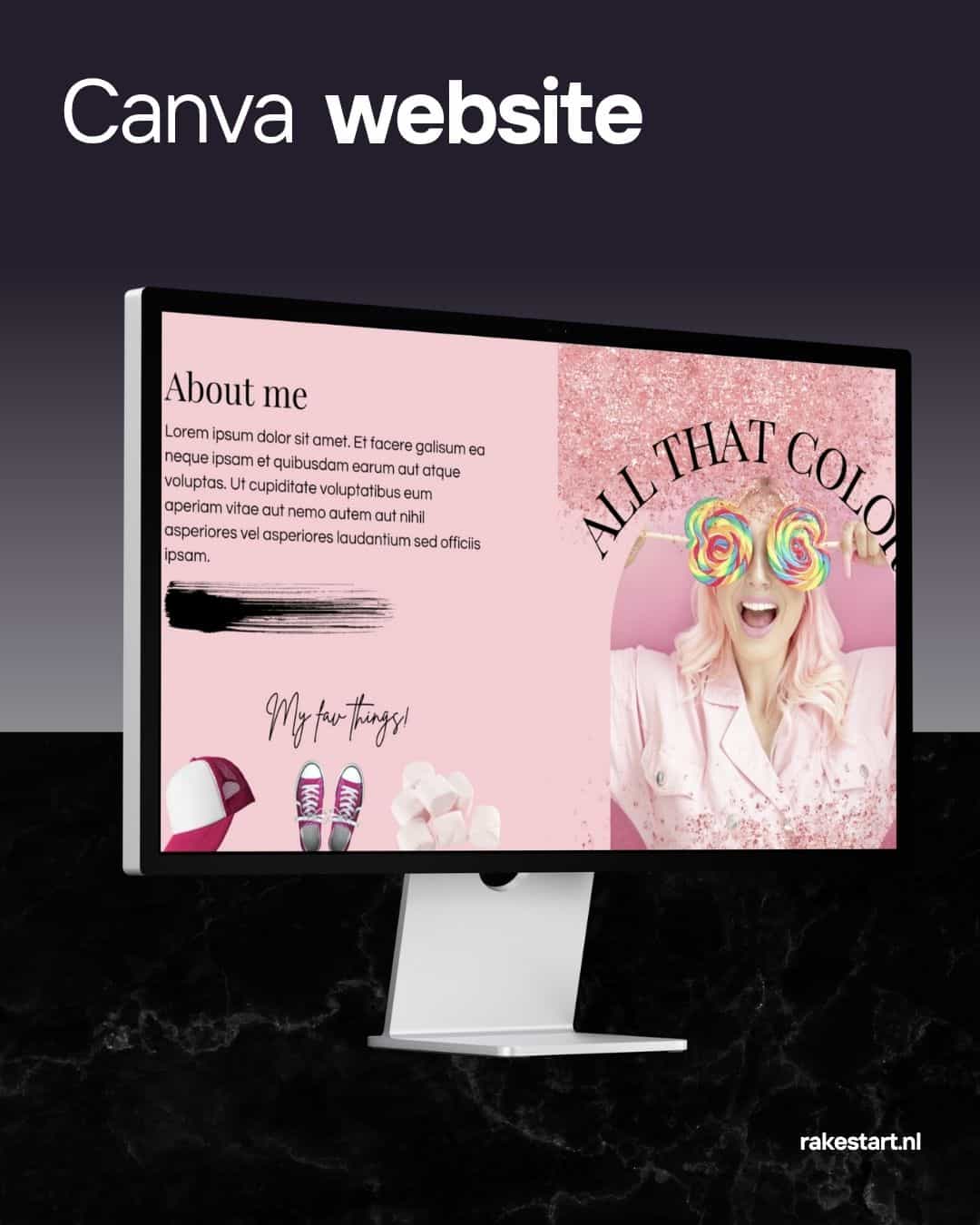 Mode Canva Website Sjabloon | Minimalistische Fashion Minisite | Zwart-Roze Design voor Merken & Stylisten