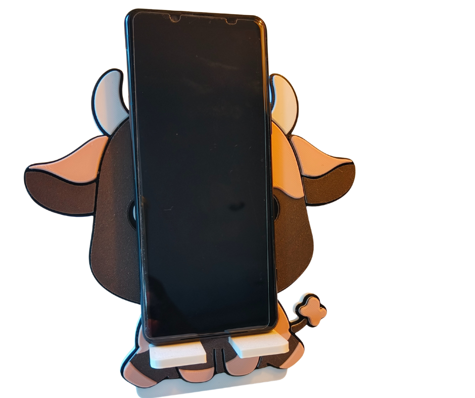 3D-Geprinte Koe Telefoonhouder – Origineel, Stevig & Eenvoudig in Gebruik