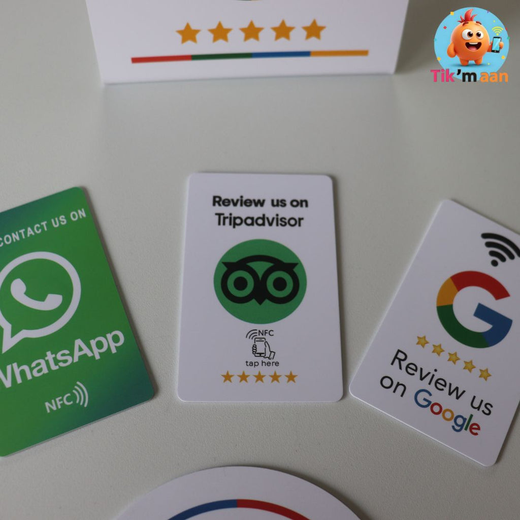 Witte NFC Review & Contact Set – Tap‑to‑Review & Contact (Google, TripAdvisor, WhatsApp)